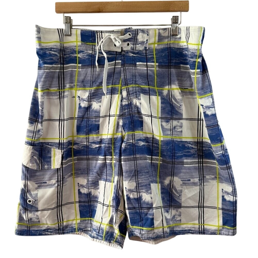 JOE BOXER Big Men's Size XXL Mesh Lined Swim Trunks Shorts Cargo Pocket BLUE